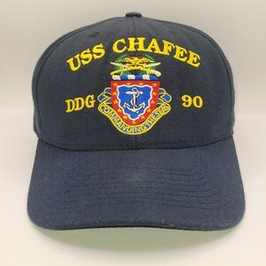 USS Chafee DDG 90 Hat Mens Adjustable Navy Blue Cap Snips USA Reattached tag GUC